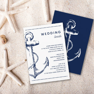 Details zur Hochzeit des nautischen weißen Anker Begleitkarte