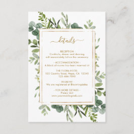 Details zur Hochzeit im botanischen Gold Begleitkarte