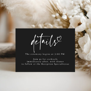 Details zur Hochzeit im Minimalistischen Herzen vo Begleitkarte