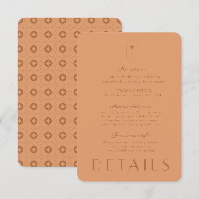Details zur Hochzeit im Palm Spring Begleitkarte (Vorne/Hinten)