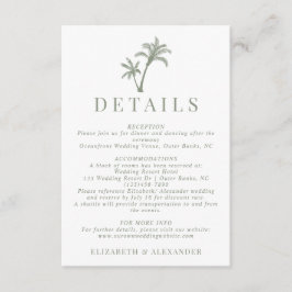 Details zur Hochzeit im tropischen Palmenbaum Begleitkarte