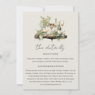Details zur Hochzeit im Wasserfarbenwald Boho Einladung