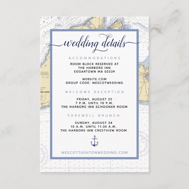 Details zur Hochzeit im Weingarten des Nautical Ma Begleitkarte (Vorderseite)