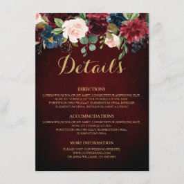 Details zur Hochzeit in Burgund, Rote Marine Begleitkarte