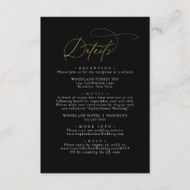Details zur Hochzeit in Glam Black und Gold Begleitkarte