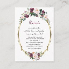Details zur Hochzeit in Gold Burgundy Blush Begleitkarte