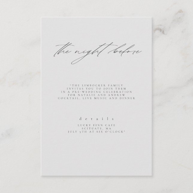 Details zur Hochzeit in Grey Black Art Floral Begleitkarte (Vorderseite)