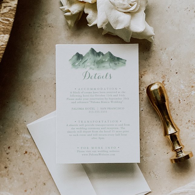 Details zur Hochzeit in grünen Bergen Begleitkarte (Von Creator hochgeladen)