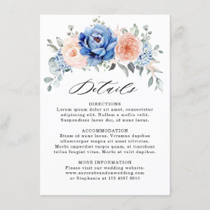 Details zur Hochzeit in Navy Blue Slate Dusty Blus Begleitkarte