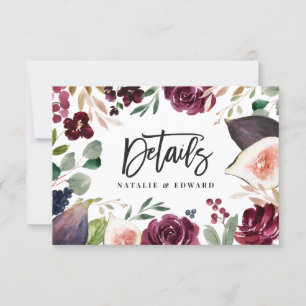Details zur Hochzeit in Rosa, Bordeaux und Feigenb Save The Date