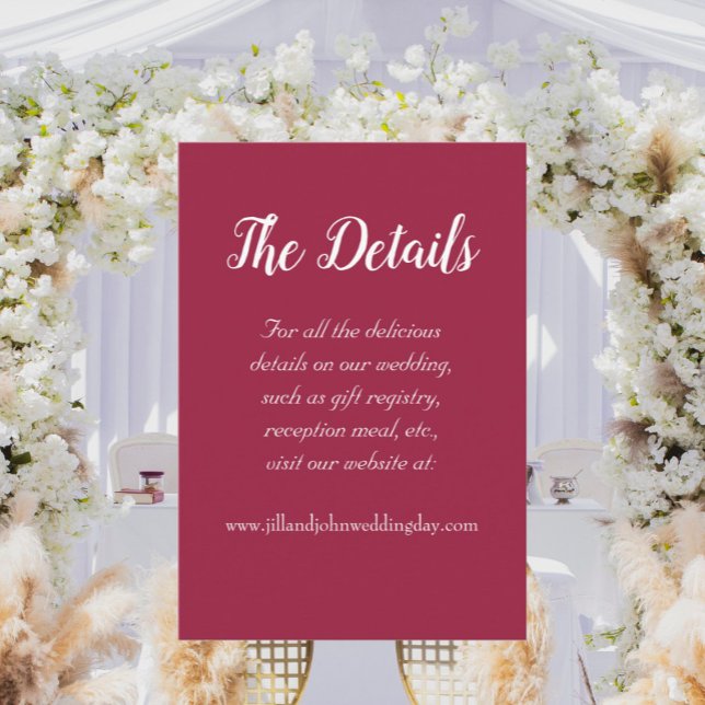 Details zur Hochzeit in Rot Begleitkarte (In Situ Wedding)