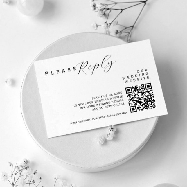 Details zur Hochzeit Qr Code Einfach Schwarz Minim Begleitkarte (Von Creator hochgeladen)