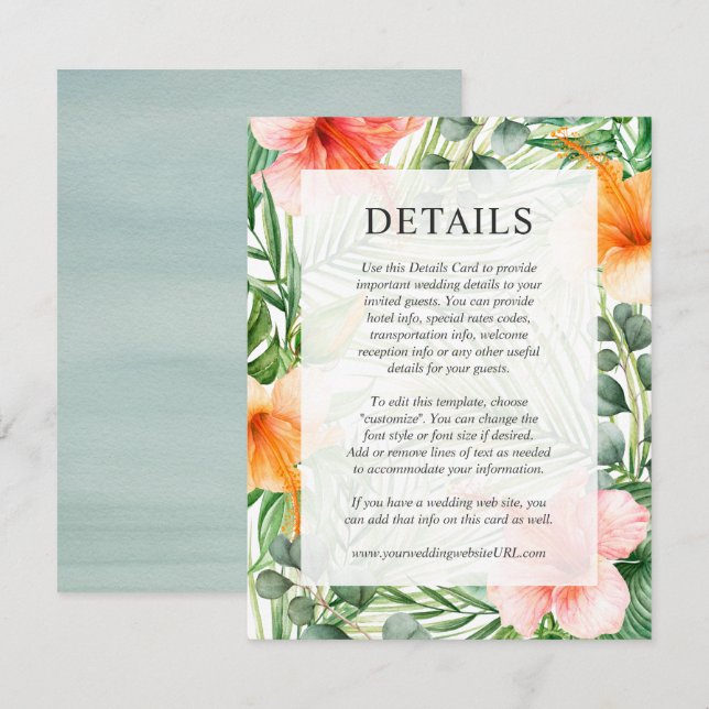 Details zur Hochzeit Tropische Wasserfarbe Einladung (Vorne/Hinten)