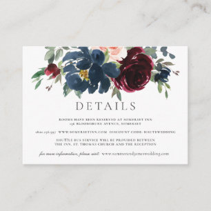 Details zur Hochzeit von Burgund Blush Navy Blues  Begleitkarte