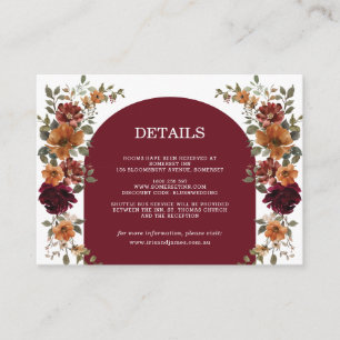 Details zur Hochzeit von Burgundy Burnt Orange Rus Begleitkarte