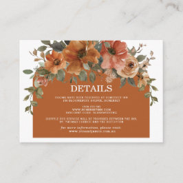 Details zur Hochzeit von Burnt Orange Rust Kupfer Begleitkarte