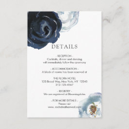 Details zur Hochzeit von Chic Navy Blue Peony Flor Begleitkarte