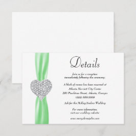 Details zur Hochzeit von Diamond Heart Green Ribbo Begleitkarte