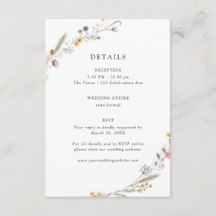 Details zur Hochzeit von Earthy-Wildblume Begleitkarte