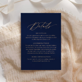 Details zur Hochzeit von eleganten Marinekalligraf RSVP Karte