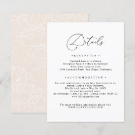 Details zur Hochzeit von eleganten Skriptgästen Begleitkarte