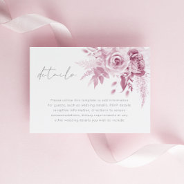 Details zur Hochzeit von göttlichem Rosa Begleitkarte