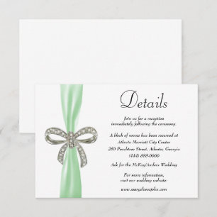 Details zur Hochzeit von Green Ribbon Diamond Bow Begleitkarte