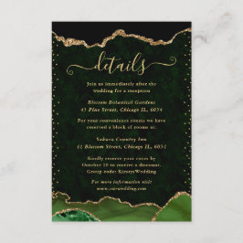 Details zur Hochzeit von Green und Gold Agate Begleitkarte