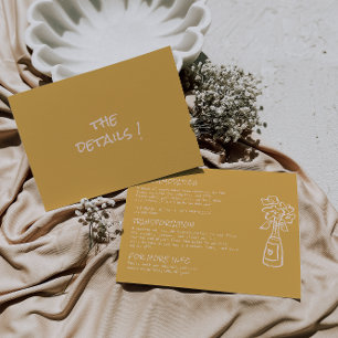 Details zur Hochzeit von handgezogenen Blumenvasen Begleitkarte