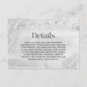 Details zur Hochzeit von Lace Wood Begleitkarte