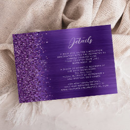 Details zur Hochzeit von Lila gebürstetem Metall i Begleitkarte