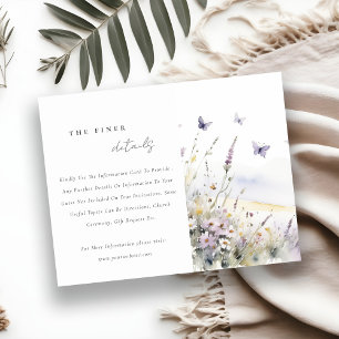 Details zur Hochzeit von Lilac Wildblume Butterfly Begleitkarte