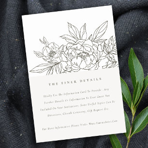Details zur Hochzeit von Minimal Chic Brown Floral Begleitkarte