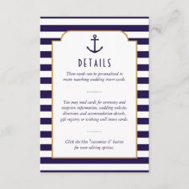 Details zur Hochzeit von Nautic Navy & White Strip Begleitkarte