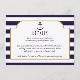 Details zur Hochzeit von Nautic Navy & White Strip Begleitkarte