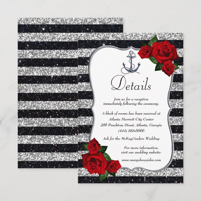 Details zur Hochzeit von Nautical Anchor Silver Bl Begleitkarte (Vorne/Hinten)