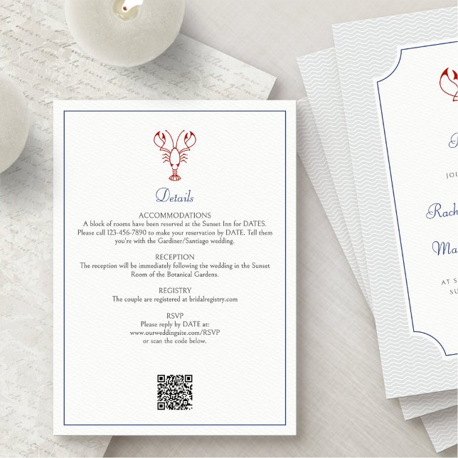 Details zur Hochzeit von Nautical Lobster Begleitkarte (Von Creator hochgeladen)