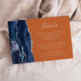 Details zur Hochzeit von Navy Blue Agate Burnt Ora Begleitkarte