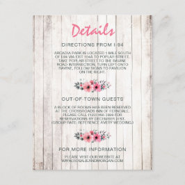 Details zur Hochzeit von rustikalem Holz Begleitkarte