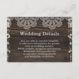 Details zur Hochzeit von rustikalen Holzsaitenleuc Begleitkarte