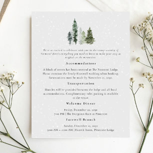 Details zur Hochzeit von Snowy Pine Tree Begleitkarte