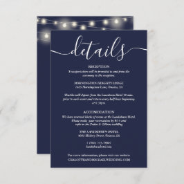 Details zur Hochzeit von String Lights Navy Begleitkarte