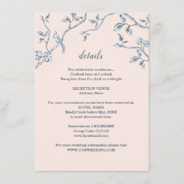 Details zur Hochzeit von Toile in Blau und Weiß Begleitkarte