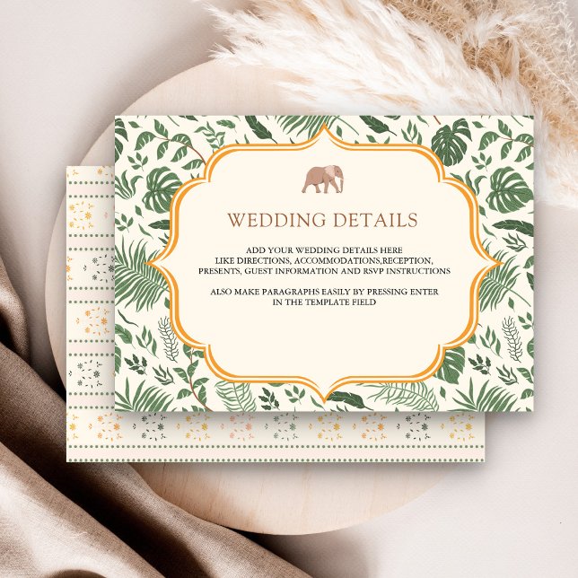 Details zur Hochzeit von Tropenwald-Elefanten Begleitkarte (Von Creator hochgeladen)