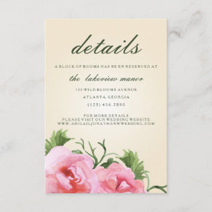 Details zur Hochzeit von Wasserfarben Begonias Flo Begleitkarte