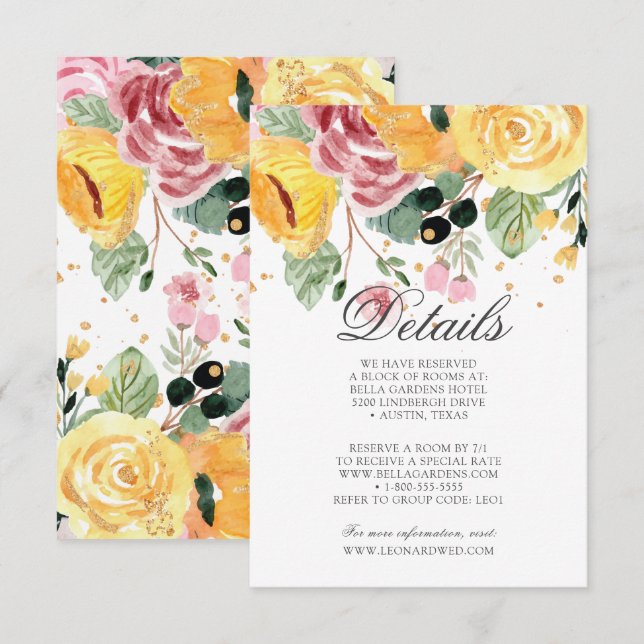 Details zur Hochzeit von Wasserfarben Einladung (Vorne/Hinten)