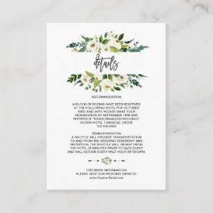 Details zur Hochzeit von weißem Blumenrahmen in Wa Begleitkarte