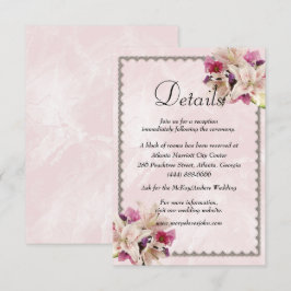 Details zur Hochzeit von weißer Lilie, rosa Marmor Begleitkarte
