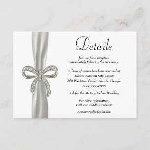 Details zur Hochzeit von White Ribbon Diamond Bow Begleitkarte