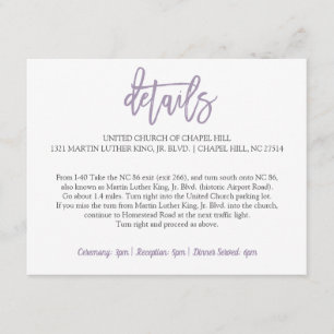 Details zur Hochzeitkarte   Brush Letter Lavendel Begleitkarte